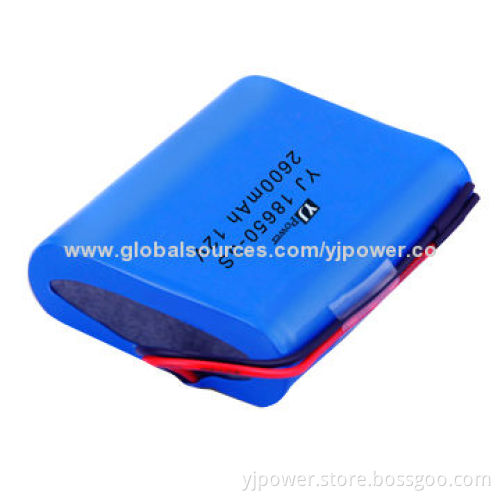 12V/2,600mAh 18650 Li-ion Battery Pack, Sized 18.5 x 54.6 x 67mm, About 120g